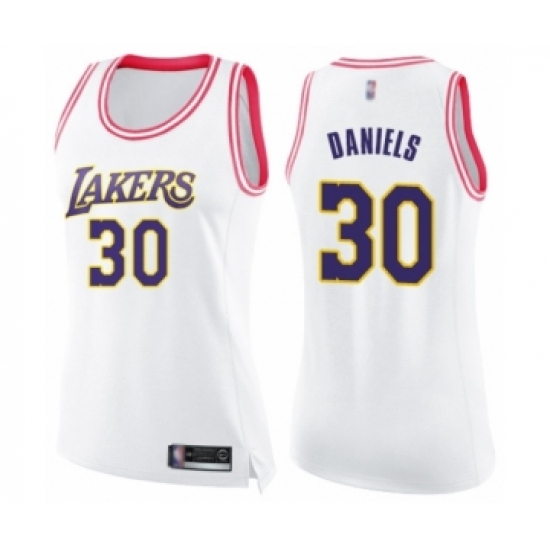 Women's Los Angeles Lakers #30 Troy Daniels Swingman White Pink Fashion Basketball Jersey