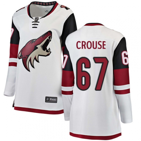 Women's Arizona Coyotes #67 Lawson Crouse Authentic White Away Fanatics Branded Breakaway NHL Jersey - Ujersey
