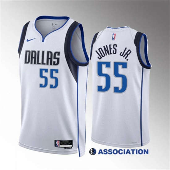 Men's Dallas Mavericks #55 Derrick Jones Jr White Association Edition Stitched Basketball Jersey - Ujersey