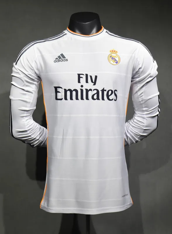 Real Madrid Retro Jersey Home Long Sleeve Soccer Shirt 2013/14 - U-jersey