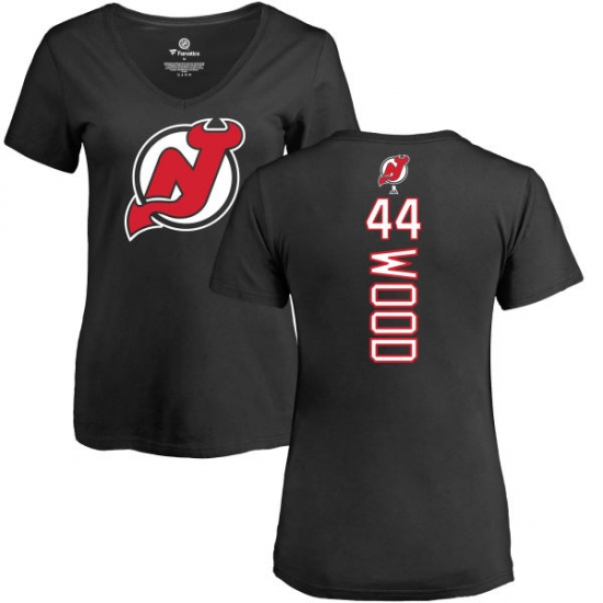 NHL Women's Adidas New Jersey Devils #44 Miles Wood Black Backer T-Shirt - ujerseystore