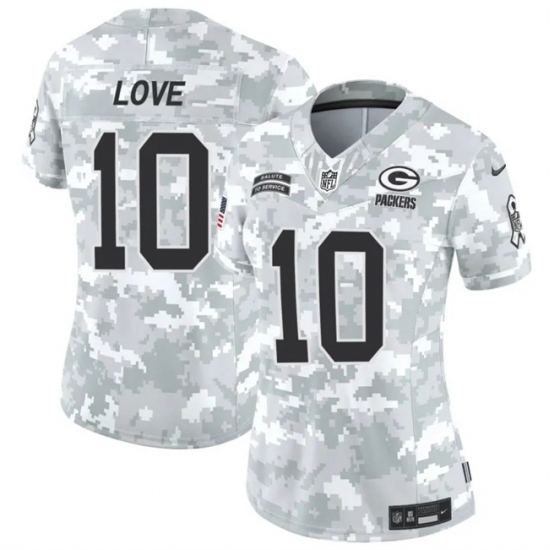 Women's Green Bay Packers #10 Jordan Love 2024 F.U.S.E Arctic Camo Salute To Service Limited Stitched Football Jersey(Run Small) - Ujersey