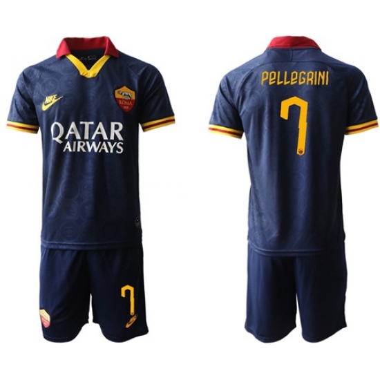 Roma #7 Pellegrini Third Soccer Club Jersey