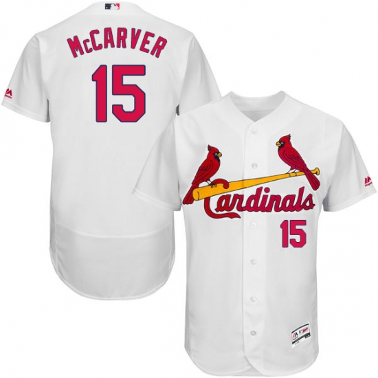 Men's Majestic St. Louis Cardinals #15 Tim McCarver White Home Flex Base Authentic Collection MLB Jersey - Ujersey