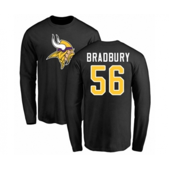 Football Minnesota Vikings #56 Garrett Bradbury Black Name & Number Logo Long Sleeve T-Shirt - Ujersey