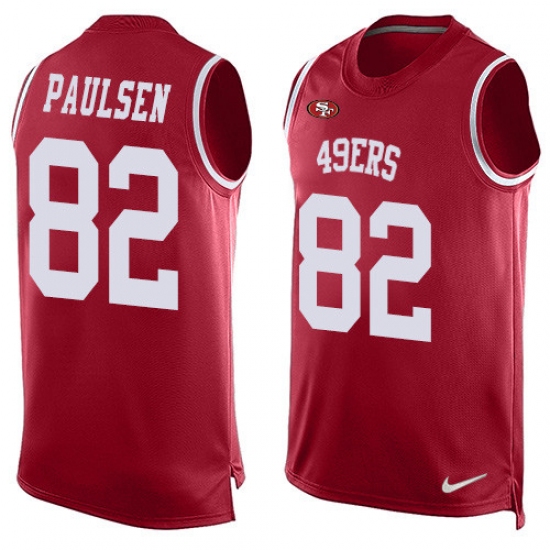 Men's Nike San Francisco 49ers #82 Logan Paulsen Limited Red Player Name & Number Tank Top NFL Jersey - Ujersey