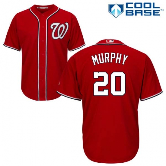 Men's Majestic Washington Nationals #20 Daniel Murphy Replica Red Alternate 1 Cool Base MLB Jersey - Ujersey