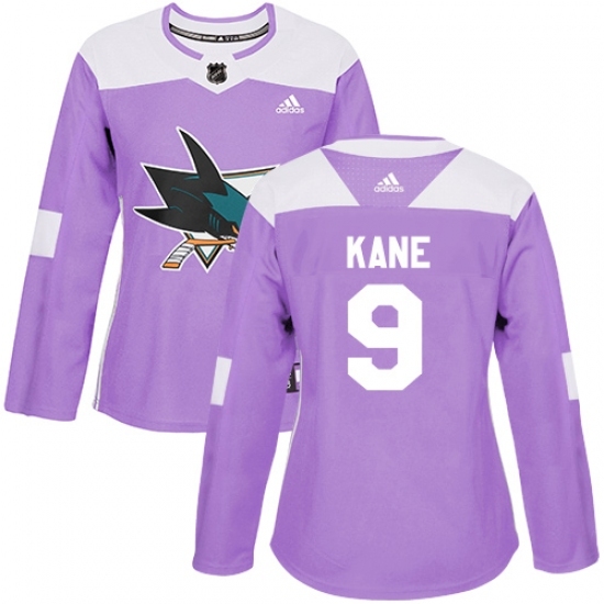 Women's Adidas San Jose Sharks #9 Evander Kane Authentic Purple Fights Cancer Practice NHL Jersey - Ujersey