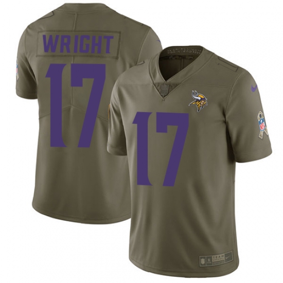 Youth Nike Minnesota Vikings #17 Jarius Wright Limited Olive 2017 Salute to Service NFL Jersey - Ujersey