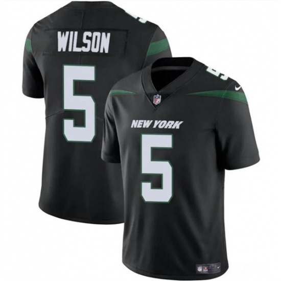 Men's New York Jets #5 Garrett Wilson Black Vapor Untouchable Limited Football Stitched Jersey - Ujersey
