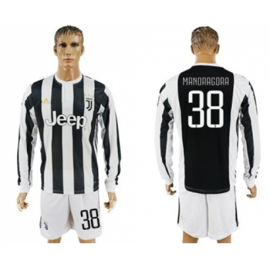 Juventus #38 Mandragora Home Long Sleeves Soccer Club Jersey
