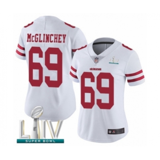 Women's San Francisco 49ers #69 Mike McGlinchey White Vapor Untouchable Limited Player Super Bowl LIV Bound Football Jersey - Ujersey