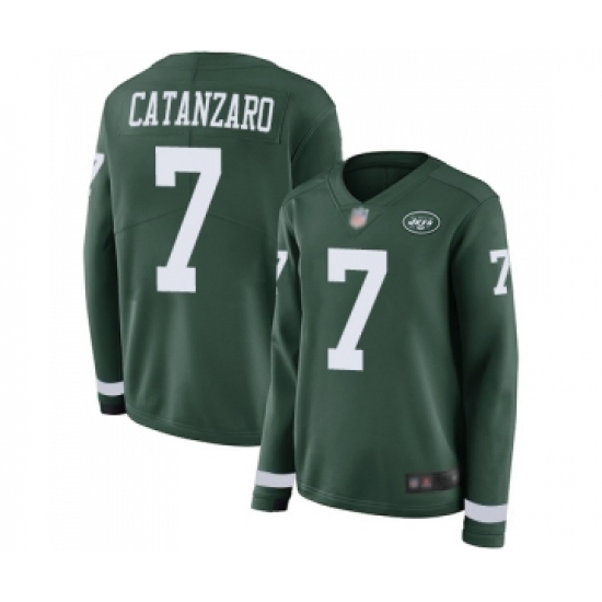 Women's New York Jets #7 Chandler Catanzaro Limited Green Therma Long Sleeve Football Jersey - Ujersey