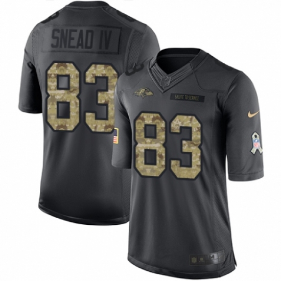 Youth Nike Baltimore Ravens #83 Willie Snead IV Limited Black 2016 Salute to Service NFL Jersey - Ujersey