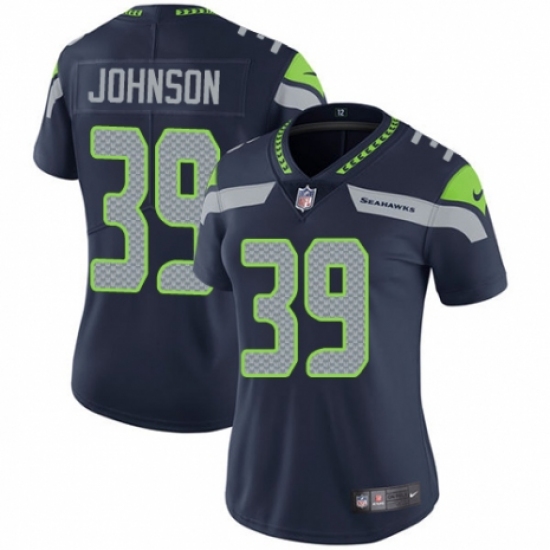 Women's Nike Seattle Seahawks #39 Dontae Johnson Navy Blue Team Color Vapor Untouchable Limited Player NFL Jersey - Ujersey