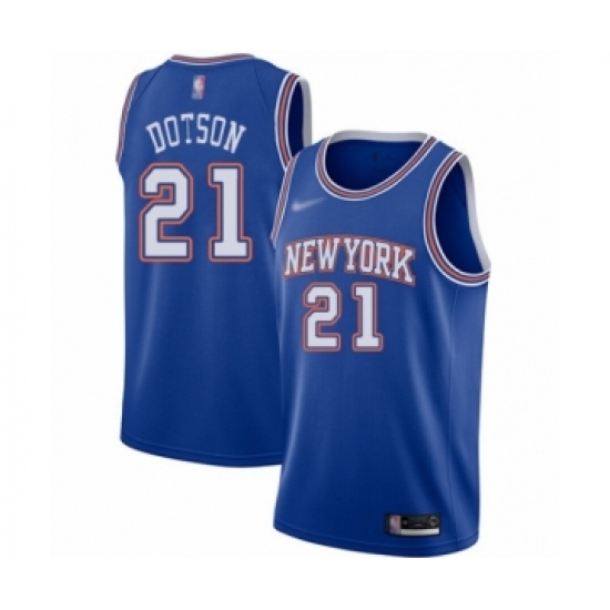 Women's New York Knicks #21 Damyean Dotson Authentic Blue Basketball Jersey - Statement Edition - Ujersey