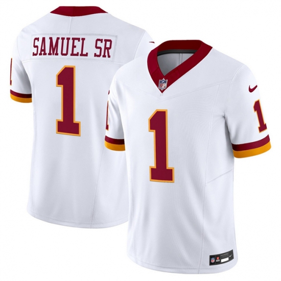 Men's Washington Commanders #1 Deebo Samuel Sr. White 2025 F.U.S.E. Throwback Vapor Limited Football Stitched Jersey - Ujersey