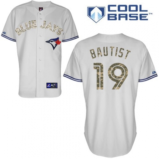 Men's Majestic Toronto Blue Jays #19 Jose Bautista Authentic Grey USMC Cool Base MLB Jersey - Ujersey