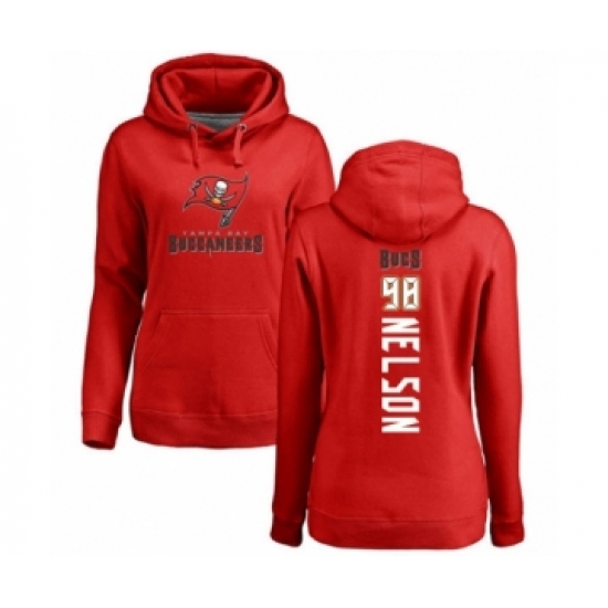 Football Women's Tampa Bay Buccaneers #98 Anthony Nelson Red Backer Pullover Hoodie