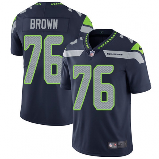Men's Nike Seattle Seahawks #76 Duane Brown Navy Blue Team Color Vapor Untouchable Limited Player NFL Jersey - Ujersey