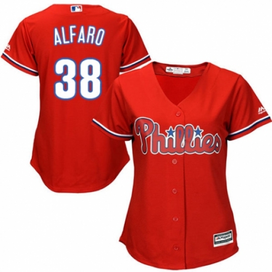 Women's Majestic Philadelphia Phillies #38 Jorge Alfaro Replica Red Alternate Cool Base MLB Jersey - Ujersey