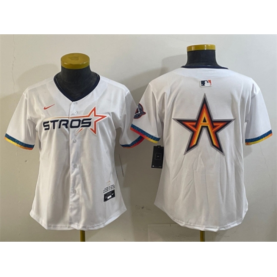 Women's Houston Astros Team Big Logo White 2025 City Connect Limited Stitched Baseball Jersey(Run Small) - Ujersey