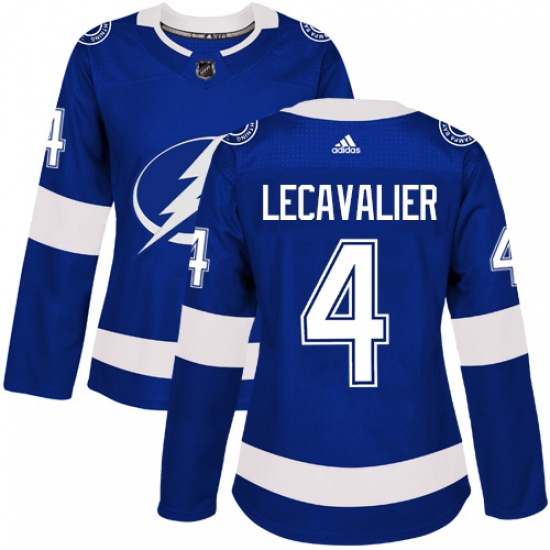 Women's Adidas Tampa Bay Lightning #4 Vincent Lecavalier Authentic Royal Blue Home NHL Jersey - Ujersey