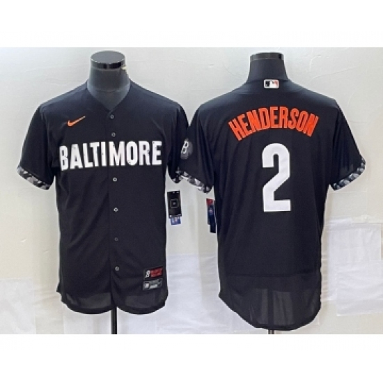 Men's Nike Baltimore Orioles #2 Gunnar Henderson Black 2023 City Connect Flex Base Stitched Jersey - Ujersey