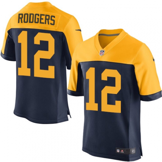 Men's Nike Green Bay Packers #12 Aaron Rodgers Elite Navy Blue Alternate NFL Jersey - Ujersey