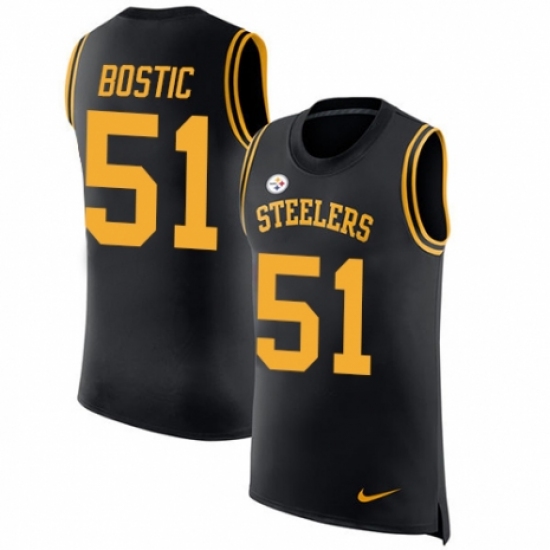 Men's Nike Pittsburgh Steelers #51 Jon Bostic Black Rush Player Name & Number Tank Top NFL Jersey - Ujersey
