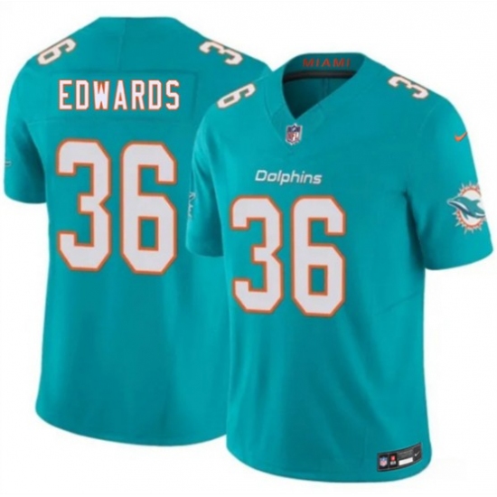 Men's Miami Dolphins #36 Donovan Edwards Aqua 2026 F.U.S.E. Vapor Limited Football Stitched Jersey - Ujersey