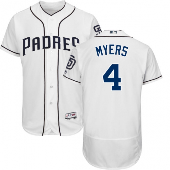 Men's Majestic San Diego Padres #4 Wil Myers White Home Flex Base Authentic Collection MLB Jersey - Ujersey