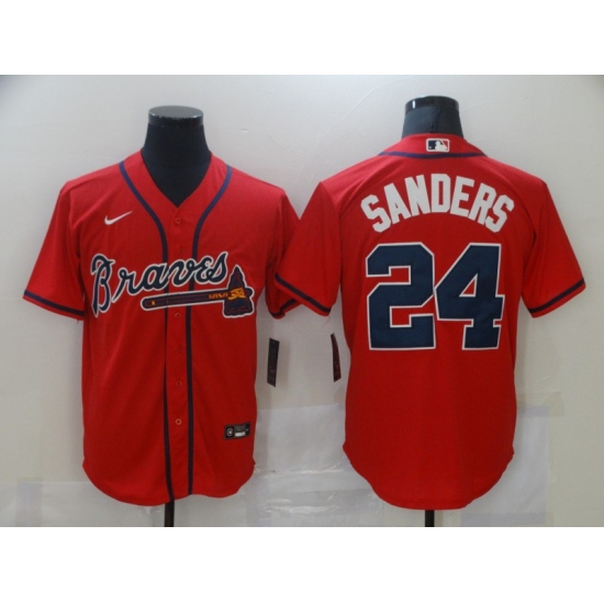 Men's Atlanta Braves #24 Deion Sanders Red Nike MLB Jersey - Ujersey