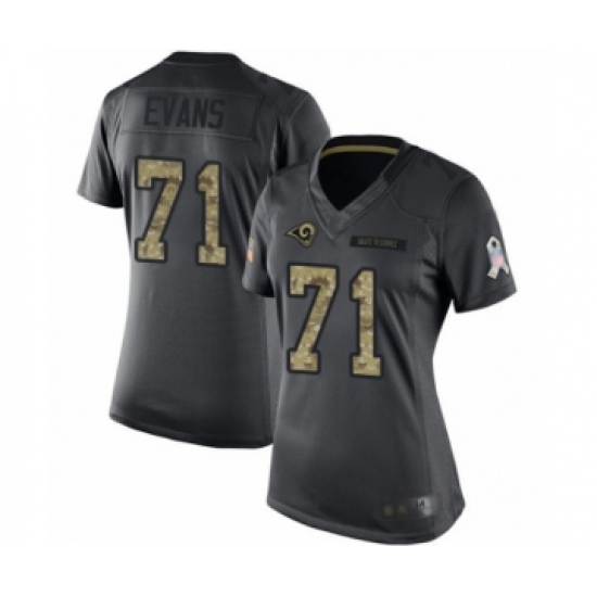 Women's Los Angeles Rams #71 Bobby Evans Limited Black 2016 Salute to Service Football Jersey - Ujersey