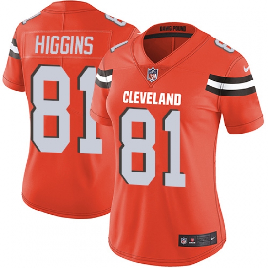 Women's Nike Cleveland Browns #81 Rashard Higgins Orange Alternate Vapor Untouchable Limited Player NFL Jersey - Ujersey