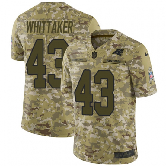 Youth Nike Carolina Panthers #43 Fozzy Whittaker Limited Camo 2018 Salute to Service NFL Jersey - Ujersey