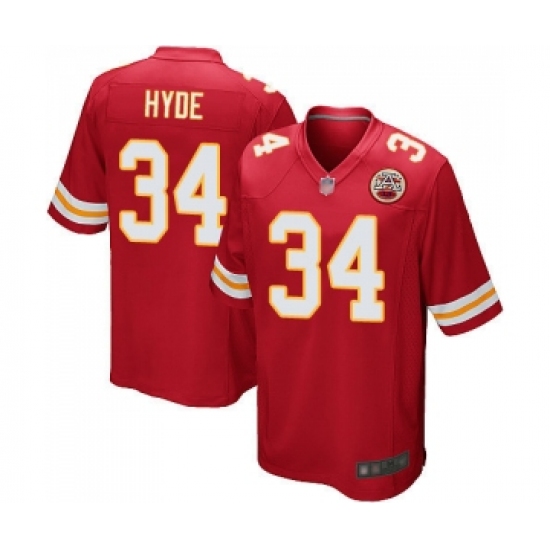 Men's Kansas City Chiefs #34 Carlos Hyde Game Red Team Color Football Jersey - Ujersey