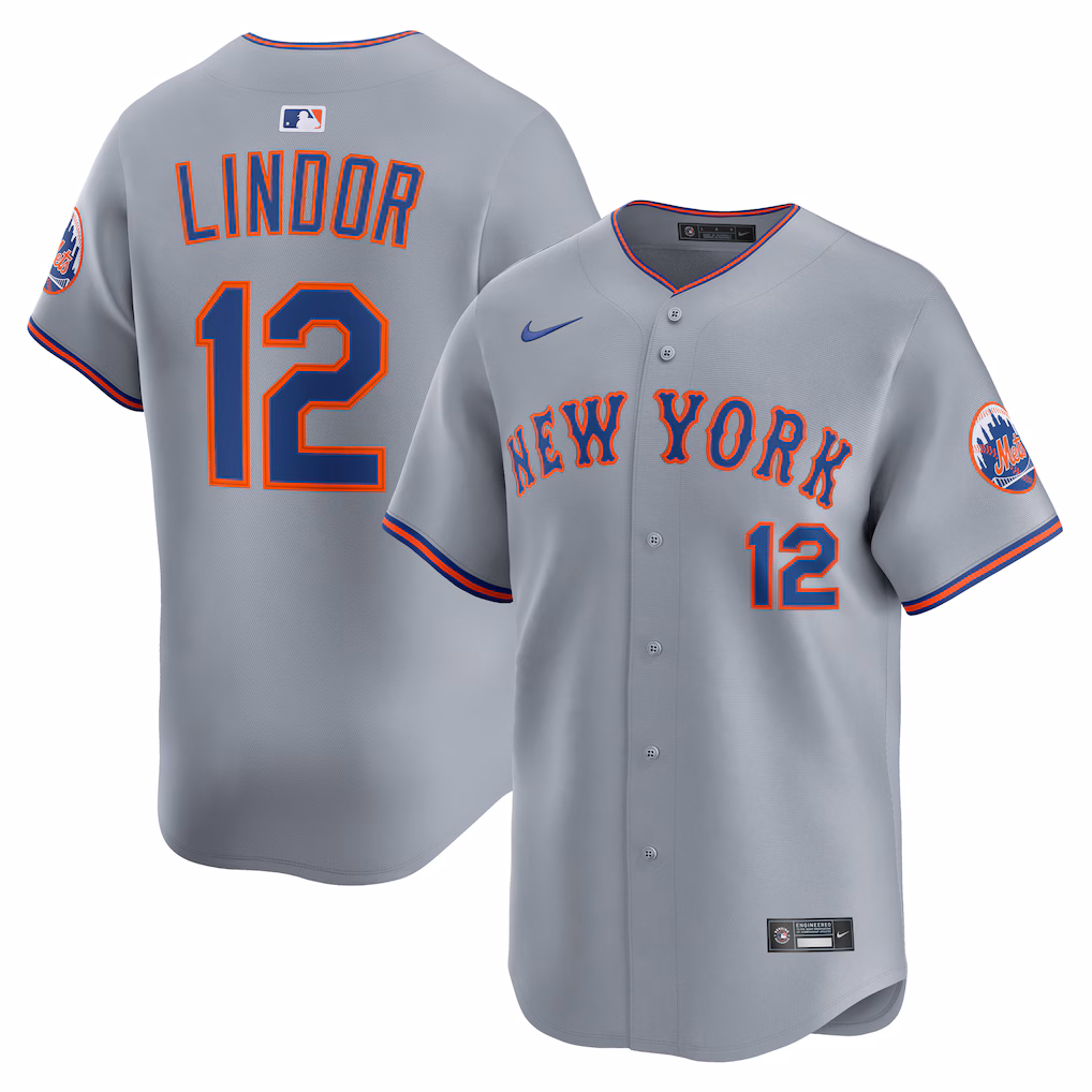 Men's New York Mets Francisco Lindor Nike Gray Road Limited Player Jersey - Ujersey