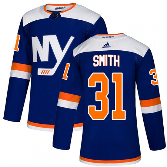 Men's Adidas New York Islanders #31 Billy Smith Premier Blue Alternate NHL Jersey - Ujersey
