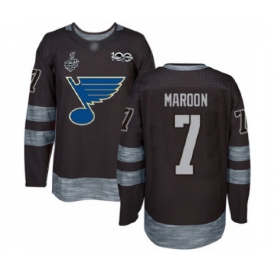 Men's St. Louis Blues #7 Patrick Maroon Authentic Black 1917-2017 100th Anniversary 2019 Stanley Cup Final Bound Hockey Jersey - Ujersey
