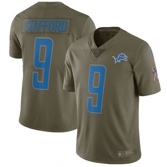Youth Nike Detroit Lions #9 Matthew Stafford Limited Olive 2017 Salute to Service NFL Jersey - Ujersey