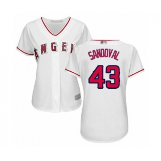 Women's Los Angeles Angels of Anaheim #43 Patrick Sandoval Authentic White Home Cool Base Baseball Player Jersey - Ujersey