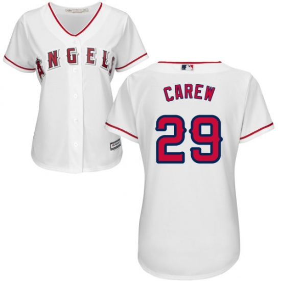 Women's Majestic Los Angeles Angels of Anaheim #29 Rod Carew Authentic White Home Cool Base MLB Jersey - Ujersey