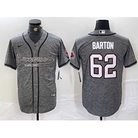 Men's Tampa Bay Buccaneers #62 Graham Barton Grey Gridiron With Cool Base Stitched Baseball Jersey - Ujersey