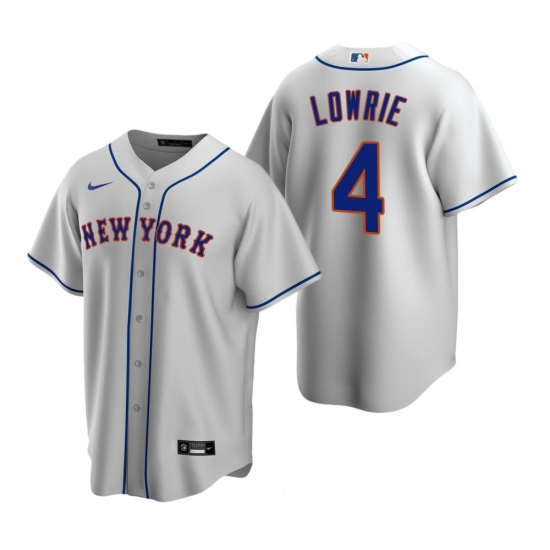 Men's Nike New York Mets #4 Jed Lowrie Gray Road Stitched Baseball Jersey - Ujersey