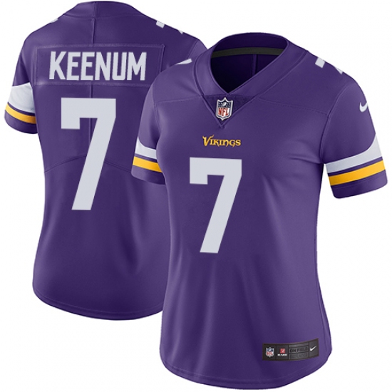 Women's Nike Minnesota Vikings #7 Case Keenum Purple Team Color Vapor Untouchable Limited Player NFL Jersey - Ujersey