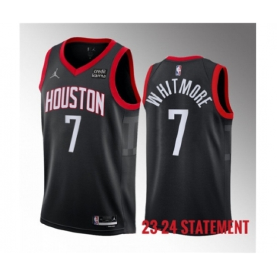 Men's Houston Rockets #7 Cam Whitmore Black 2023 Draft Statement Edition Stitched Basketball Jersey - Ujersey