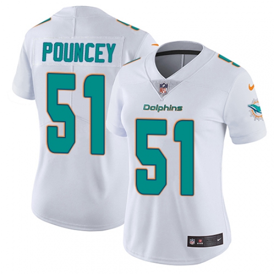 Women's Nike Miami Dolphins #51 Mike Pouncey White Vapor Untouchable Limited Player NFL Jersey - Ujersey