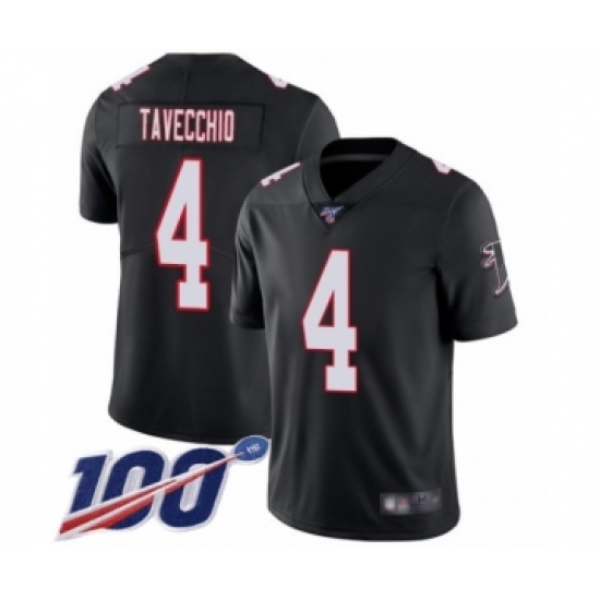 Men's Atlanta Falcons #4 Giorgio Tavecchio Black Alternate Vapor Untouchable Limited Player 100th Season Football Jersey - Ujersey