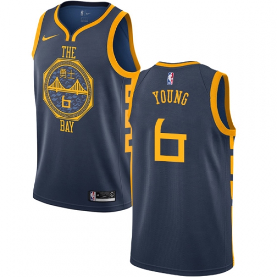 Men's Nike Golden State Warriors #6 Nick Young Swingman Navy Blue NBA Jersey - City Edition - Ujersey